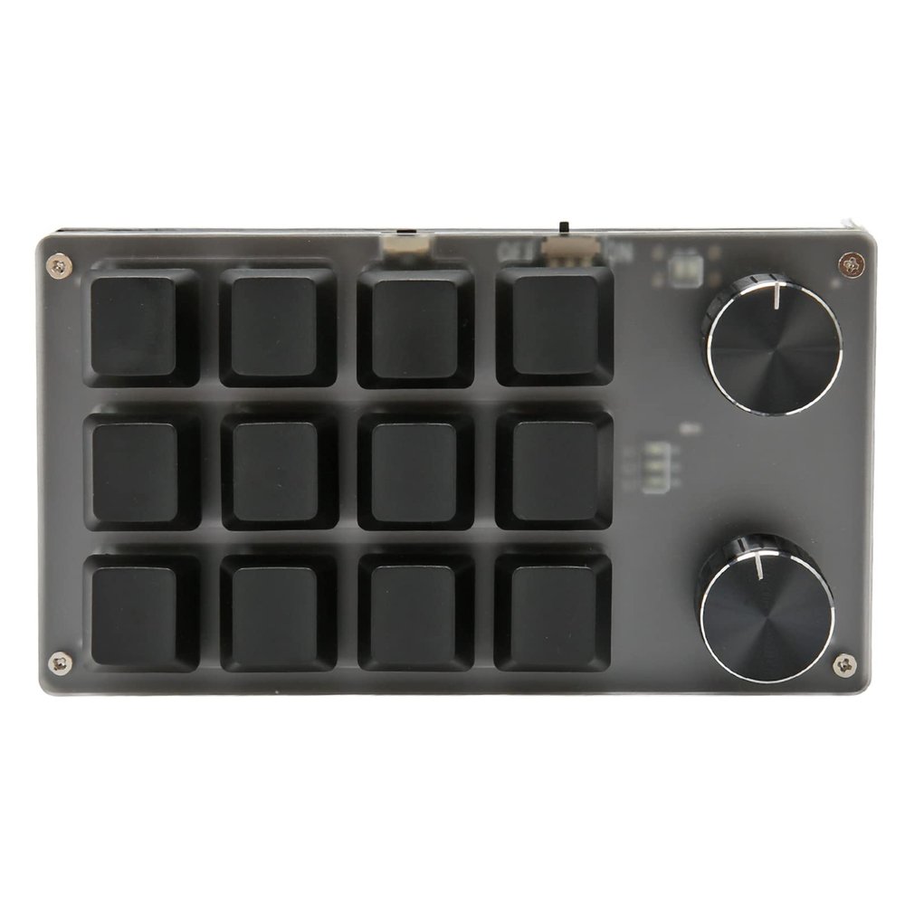 EBTOOLS Mini Keypad, Knob Design Red Switch One Handed Mechanical Programmable Keypad, Wires USB BT Dual Mode, for for Vista, for Linux, for OS X (12 Keys with 2 Knobs)