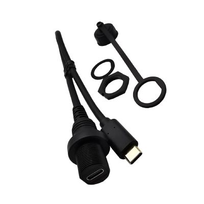 DAGIJIRD USB 3.1 Type-C C Male to Female Cable Kit Car Mount Flush Cable Waterproof Extension Cable for Car Motorcycle Dashboard Panel