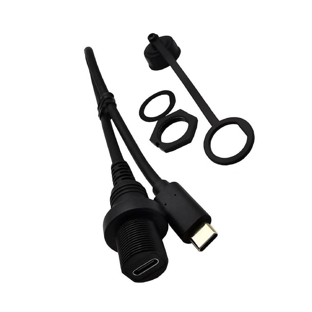 DAGIJIRD USB 3.1 Type-C C Male to Female Cable Kit Car Mount Flush Cable Waterproof Extension Cable for Car Motorcycle Dashboard Panel