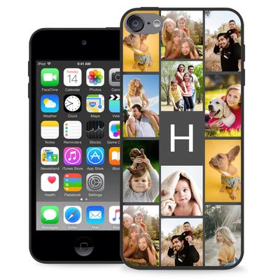 LalatiFy Personalize Photos Case for iPod Touch 7 6 5 with Multiple Pictures Collage Letter - Custom Touch7 Touch6 Touch5 Smart/Cell/Mobile Phone Cover, Soft Slim Thin Silicone Shatterproof Black