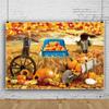 10x7ft Fall Wheat Field Backdrop for Photoshoot Autumn Maple Leaves Background for Photography Scarecrow Thanksgiving Party Wall Decor Pumpkins Truck Farmhouse Harvest Portrait Photo Studio Props view 2