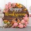 DORCEV Diameter 7.5ft Happy Thanksgiving Round Backdrop Cover Turkey Rustic Plank Maple Leaves Autumn Season Farmhouse Circle Photography Background for Kids Birthday Party Decor Baby Shower Supplies view 2