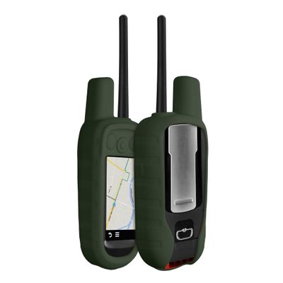 kwmobile Case Compatible with Garmin Alpha 100 - GPS Handset Navigation System Soft Silicone Skin Protective Cover - Dark Green