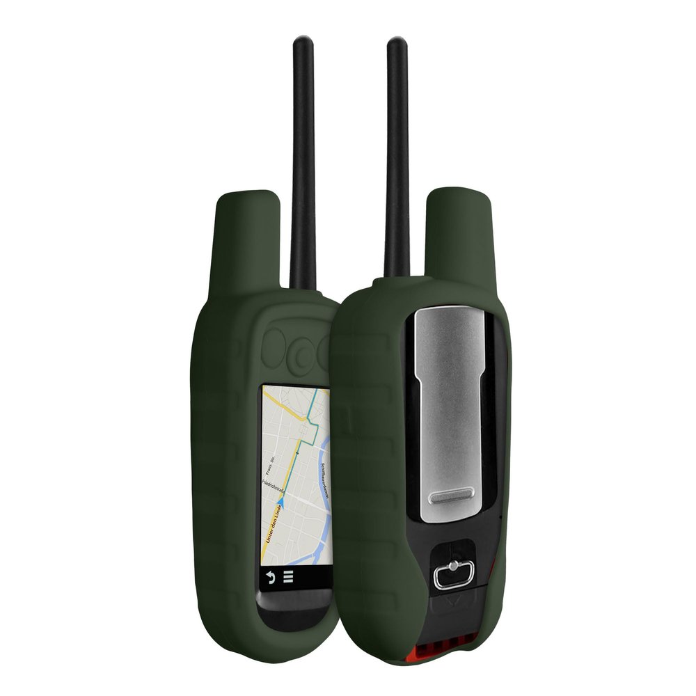 kwmobile Case Compatible with Garmin Alpha 100 - GPS Handset Navigation System Soft Silicone Skin Protective Cover - Dark Green
