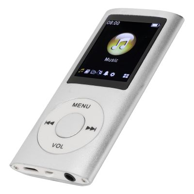 Portable MP3 Player, Lossless Sound HiFi Music Player Media with Memory Card Slot, Support 64GB, 200mAh Battery, with Earphones, 1.8 Inch LCD Screen (Silver)