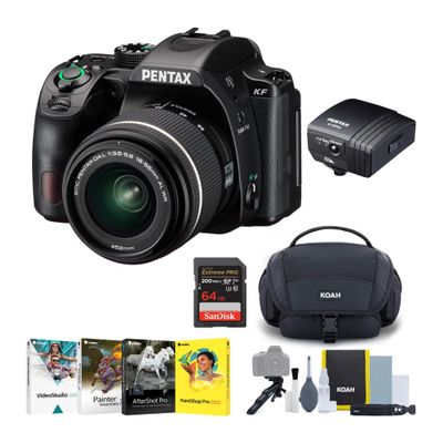 Pentax KF DSLR Camera Kit (Black) Bundle with PENTAX DA L 18-55mm F3.5-5.6 AL WR Lens with O-GPS2 GPS Unit (5 Items)