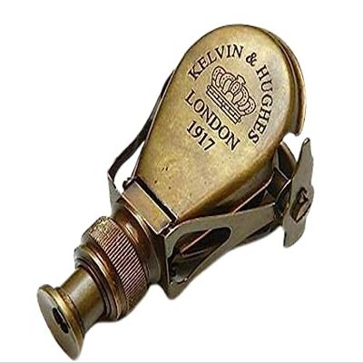 Monocular Brass Telescope Antique Nautical Spyglass Vintage Binocular Scope Maritime Pirate Binoculars Marine Leather Box Gift