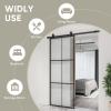 JUBEST 36in x 84in Glass Sliding Barn Door, 3-Panel Black Aluminum Frame and Clear Tempered Glass Modern French Door, Easy to Install (No Sliding Hardware Kit) view 4
