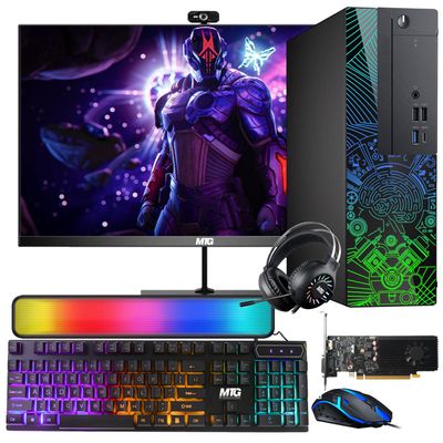 Lumos 8 Gaming Desktop PC, Intel Core i5 7th Gen, 16GB RAM, 512GB SSD, AMD RX 550 4GB GDDR5 Graphics Card, 27 inch 75hz Gaming Monitor, PCI-E Bluetooth | Wi-Fi, RGB Kit, Windows 11 (Renewed)