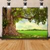 15x10ft Spring Huge Tree Backdrop Spring Nature Scenery Photography Background Rural Aged Tree Sunshine Sky Cloud Grass Field Outdoor Kids Wedding Birthday Party Outdoor Picnic Decoration Banner view 1