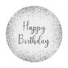 Laeacco 7.2x7.2ft Silver Birthday Round Backdrop Luxurious Silver Sequins Not Glitter Circle Backdrop Cover Grey White Happy Birthday Photo Background for Kid Adult Birthday Party Portrait Booth Props view 3