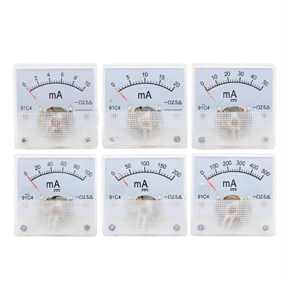 EVURU 91C4- MA DC Pointer Type Milliammeter 1mA 5mA 10mA 50mA 100mA 200mA 300mA 500mA Analog Mechanics Plate Table Ammeter 1Pcs (Size : 200mA)
