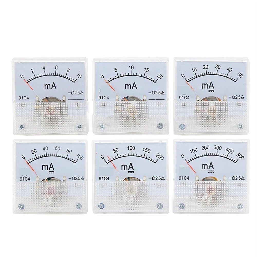EVURU 91C4- MA DC Pointer Type Milliammeter 1mA 5mA 10mA 50mA 100mA 200mA 300mA 500mA Analog Mechanics Plate Table Ammeter 1Pcs (Size : 200mA)