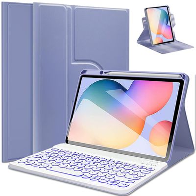 Backlit Keyboard Case for Samsung Galaxy Tab S6 Lite 10.4 Inch 2022/2020, Wineecy 7 Color Light Detachable Wireless Keyboard with 360 Rotatable Case for Galaxy Tab S6 Lite 10.4",SM-P610/P613/P615/P619