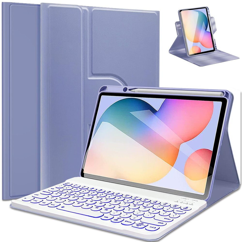 Backlit Keyboard Case for Samsung Galaxy Tab S6 Lite 10.4 Inch 2022/2020, Wineecy 7 Color Light Detachable Wireless Keyboard with 360 Rotatable Case for Galaxy Tab S6 Lite 10.4",SM-P610/P613/P615/P619