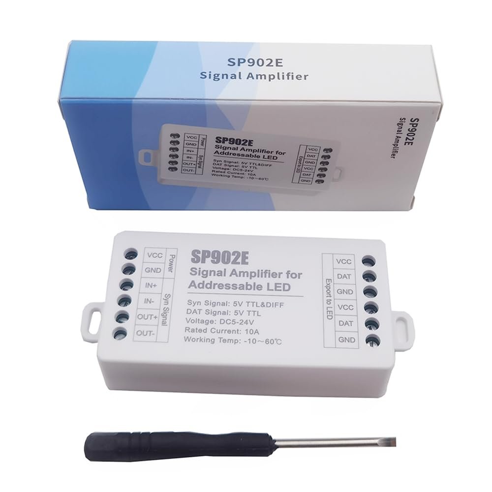 SP902E SPI Signal Amplifier Repeater for WS2812 WS2811 WS2813 RGB Addressable IC LED Pixel Strip Programmable Matrix Panel Light