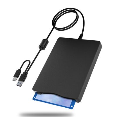 MthsTec USB Floppy Drive, External 3.5" USB & Type-C Floppy Disk Reader, External Floppy Disk Drive Portable 1.44 MB Plug and Play FDD for PC Windows XP 7 8 10 11(Black)