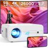 AKIYO 5G WiFi Native 1080P Projector With Bluetooth, 26000L 4K Supported, iPhone Compatible, Outdoor Projector Stand for Home Theater, iOS/Android/Laptop/HDMI/PS5 view 1