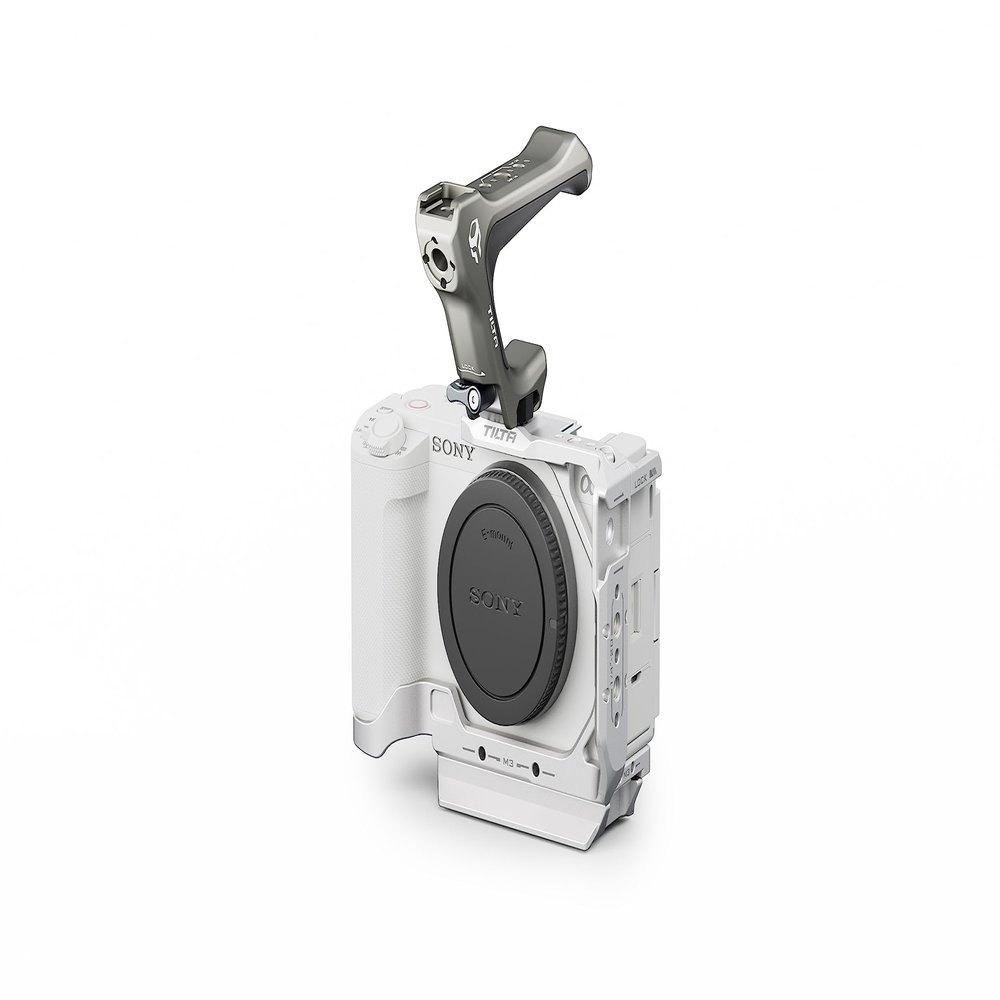 Tilta Half Camera Cage for ZV-E1 Lightweight Kit | Includes Half Cage, Top Handle, 1/4"-20 to NATO Adapter | Cold Shoe, NATO Rail, M3 and 1/4""-20 Threads Mounts | Silver