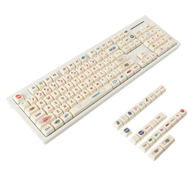 1.6mm Thickness Beige Graffiti MDA Profile Dye Sub Keycaps Ergonomic PBT Keycap Set for TKL 61 64 68 75 87 96 104 GMMK MX Keyboard