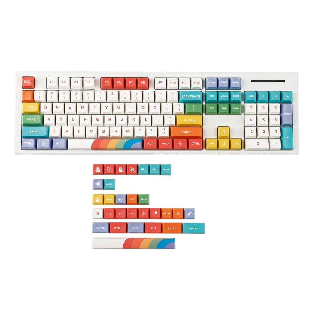 1.6mm Thickness Rainbow MDA Profile Dye Sub Keycaps Ergonomic PBT Keyset for TKL 61 64 68 75 87 96 104 GMMK MX Keyboard