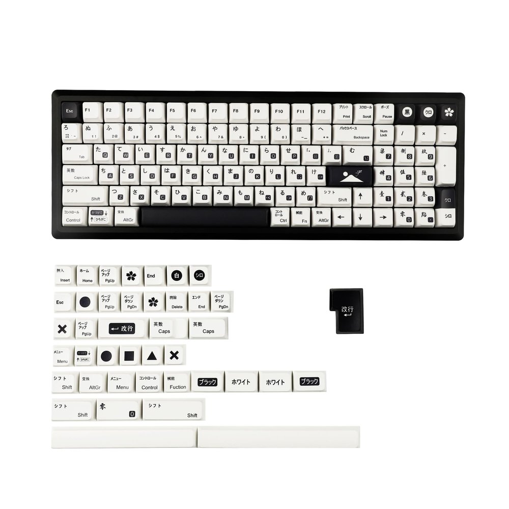 1.6mm Thickness Black White MDA Profile Dye Sub Japanese Keycaps PBT Keycap for TKL 61 64 68 75 87 96 104 GMMK MX Keyboard