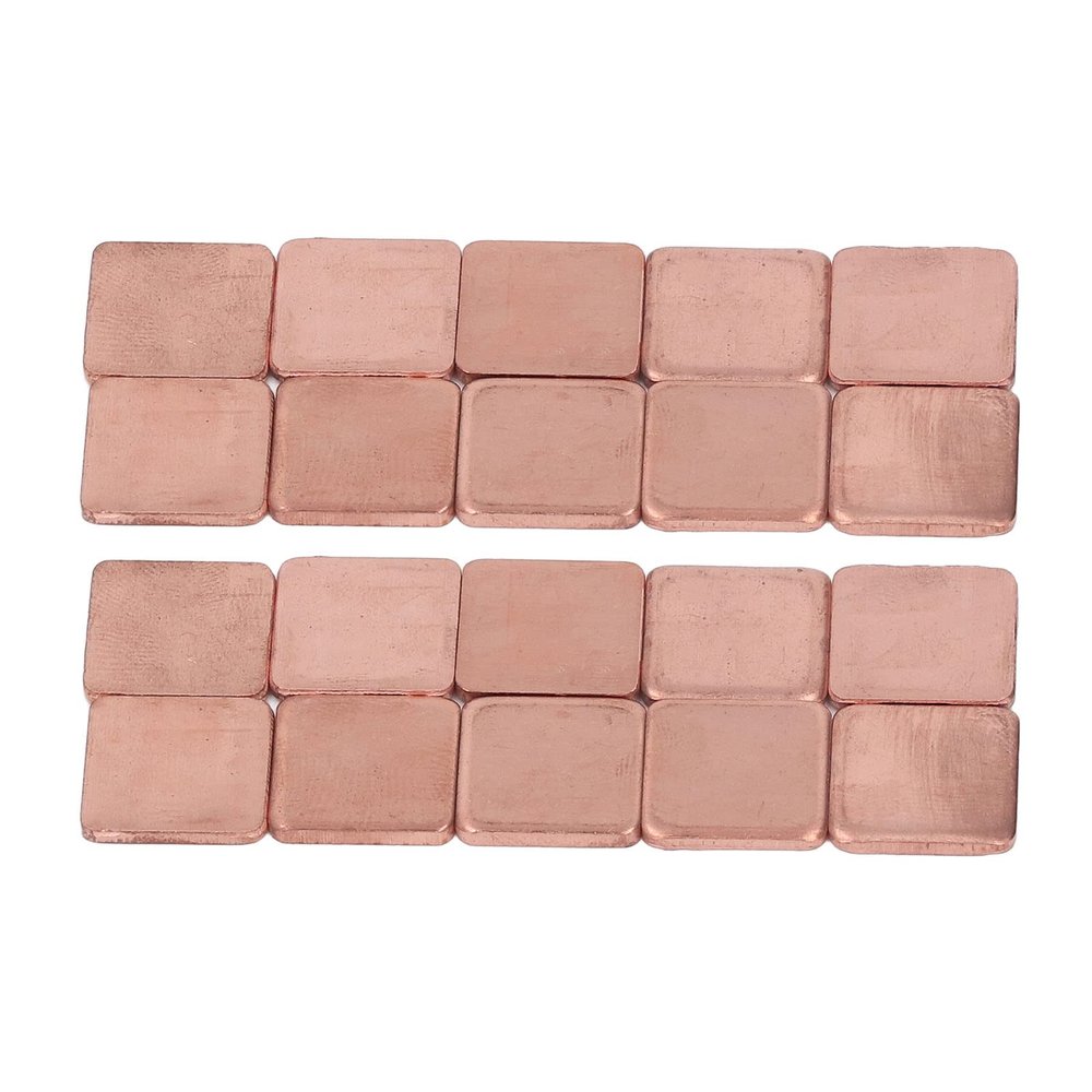 Tyenaza 20 Pcs Copper Heat Sink, 15x15mm Strong Conduction Fast Dissipation Computer GPU Heat Sink Shim Pad(1.8mm)