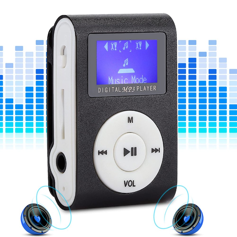 Clip MP3 Player, 0.8 Inch LCD Digital Display, Metal Clip Design MP3 Player with 3.5mm Earphone, Support Memory Card Portable Music Player