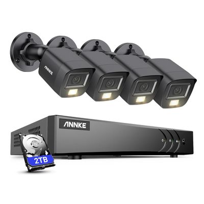 ANNKE Home Security System, 3K Lite 16 CH Security Video Recorder and 4 X 3K Built-in Mic Cameras with Dual Smart Light, AI Human/Vehicle Detection for Home Business Surveillance, 2TB Hard Drive