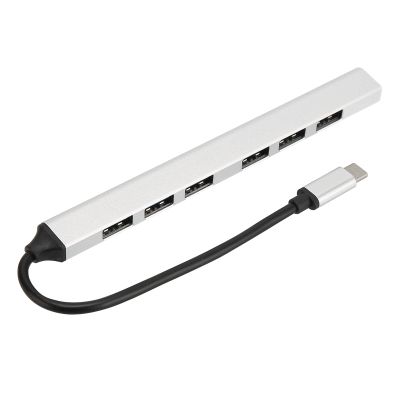USB C Hub 7 Ports, USB C to USB Hub with 7 USB 3.0, Aluminum USB C Adapter, 5Gbps Transmission Speed, Port Expander for PC, Laptop, Flash Drive, Mobile HDD