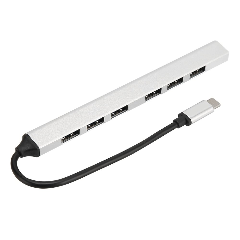 USB C Hub 7 Ports, USB C to USB Hub with 7 USB 3.0, Aluminum USB C Adapter, 5Gbps Transmission Speed, Port Expander for PC, Laptop, Flash Drive, Mobile HDD