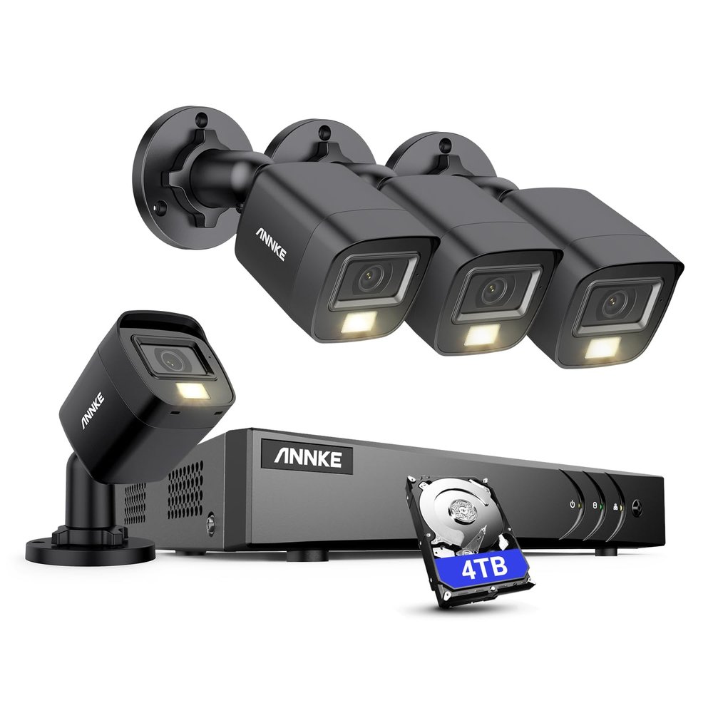 ANNKE Home Security System, 3K Lite 16 CH Security Video Recorder and 4 X 3K Built-in Mic Cameras with Dual Smart Light, AI Human/Vehicle Detection for Home Business Surveillance, 4TB Hard Drive