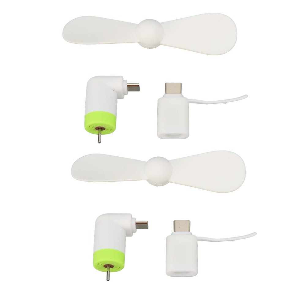 Cyrank 2 PCS Mini Cell Phone Fan, Smartphone Fan 2 in 1 Mobile Phone Fans Cellphone Accessories with Micro USB Type C Interfaces for Phones