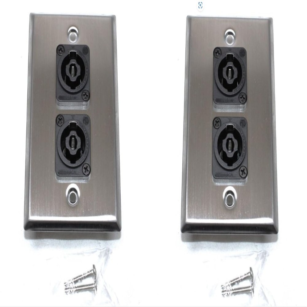 (2) Two Single Wall Plates w/Dual Genuine Neutrik NL4MPXX SpeakON (Stainless)
