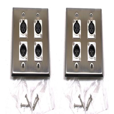 (2) Two Four XLR Double Wall Plates w/Neutrik 2 Male + 2 Female Stainless Steel