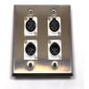 (2) Two Four XLR Double Wall Plates w/Neutrik 2 Male + 2 Female Stainless Steel view 3