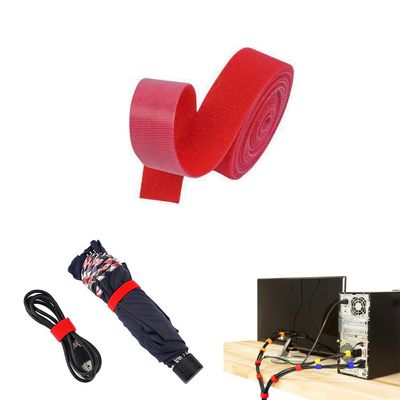 0.8 Inch Red Double Sided Hook & Loop Straps - 5 Yards Reusable Fastening Tape Cable Ties - Duo Wrap