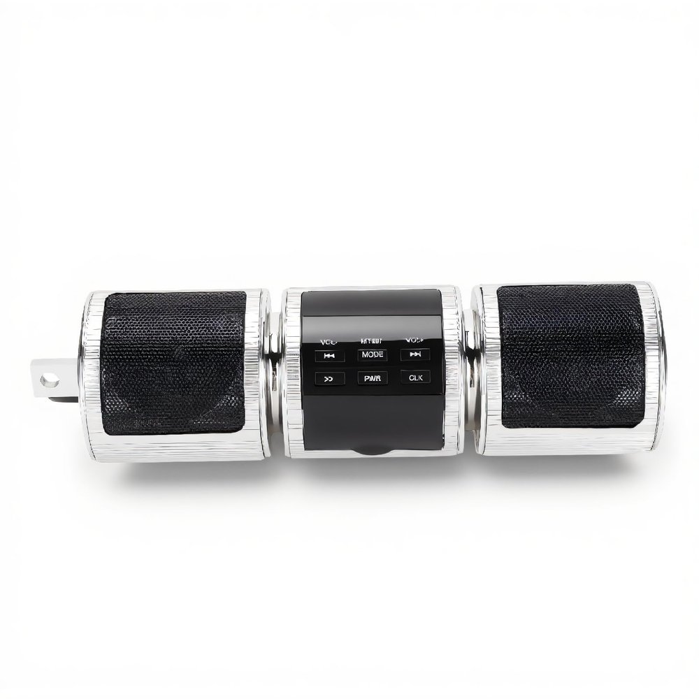 Motorcycle Audio Systems, Motorcycle Bluetooth Speaker System, IP54 DC12V Handlebar Mounted Audio Sound System (Silver)