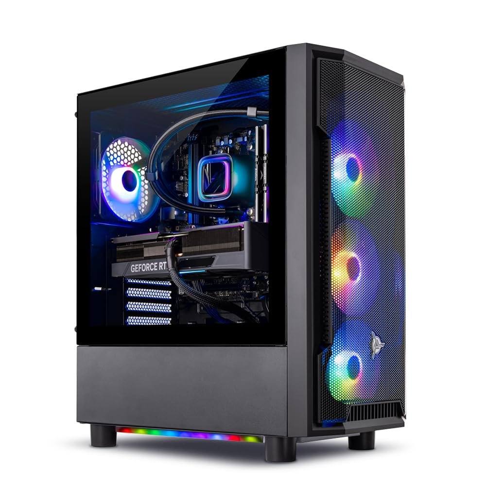 Skytech Gaming Shadow Gaming PC Desktop  AMD Ryzen 7 5700X 3.4 GHz, NVIDIA RTX 4060, 1TB NVME SSD, 16GB DDR4 RAM 3200, 600W Gold PSU, 11AC Wi-Fi, Windows 11 Home 64-bit,Black