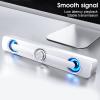 Computer Speakers, Subwoofer Soundbar Speaker for Laptop Computer, 2 Channel Bass Speaker 3W, Computer Sound Bar, Volume Control (White) view 3