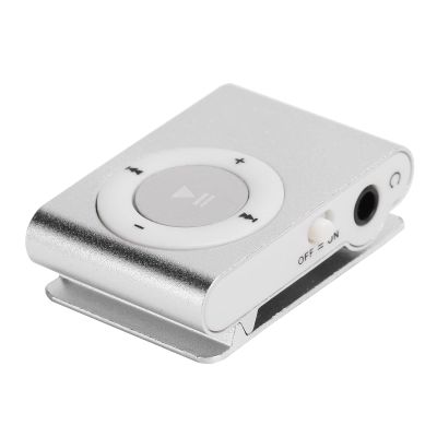 WOOXGEHM Clip MP3 Player, Portable Digital Music Player with Earphone and USB Cable, Built in Memory Card Expansion Slot, Back Clip Sports MP3 Player(Silver)