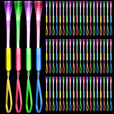 Junkin 360 Pcs Fiber Optic Wands Glow LED Light up Wand Bulk Flashing Sticks with Included Batteries for Party Favors Wedding Birthday Carnival