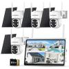 ZHXINSD 2.5K Outdoor Solar Wireless Security Camera System, 4-Camera Kit with 10" Monitor for Home Surveillance 360 View, 2.4/5GHz WiFi, Forever Power, 64GB Storage, No Subscription, No Monthly Fee view 1