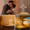 Ammonite Wedding Gifts, Cross Wooden Night Light, Decoration Lamp Husband and Wife Wedding Engagement Anniversary Valentine's Day Gifts for Couple Bride Groom, Newlywed Gifts His Hers view 3