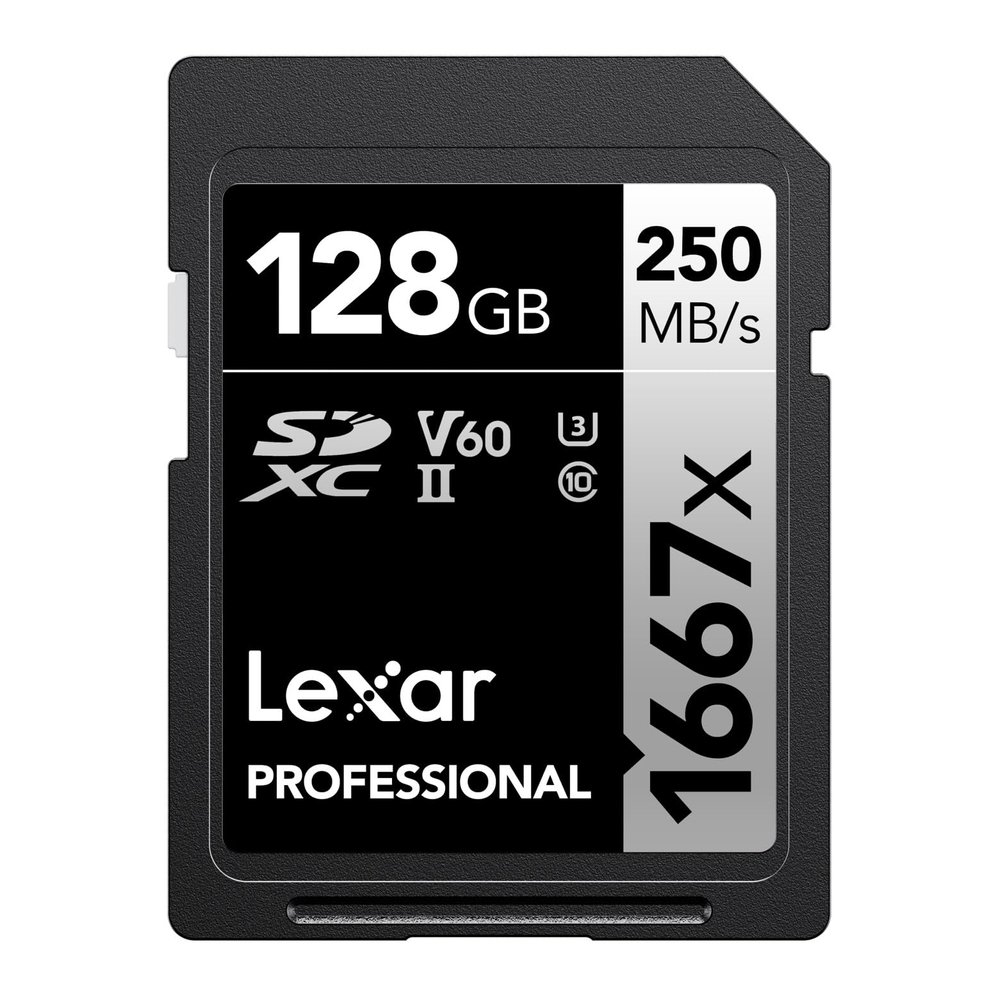 Lexar LSD128CB1667 SDXC Card, 128 GB Silver Series, 1667x UHS-II Class 10, U3, V60, Maximum Read: 250MB/s Max Write: 120MB/s