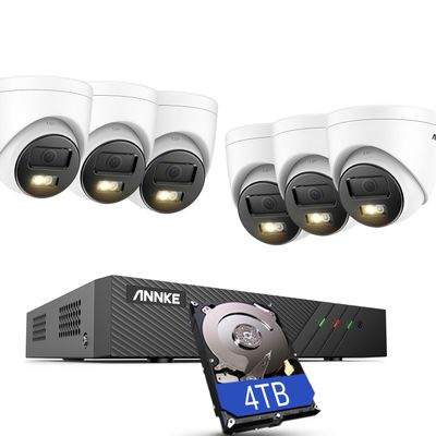 ANNKE AH500 3K AI PoE Security Camera System with Human/Vehicle Detection, 6 PCS IP67 Outdoor Cams with Smart Dual Light, 2.8mm Lens, Color Night Vision, 120 dB WDR, Built in Mic, 4TB Hard Drive