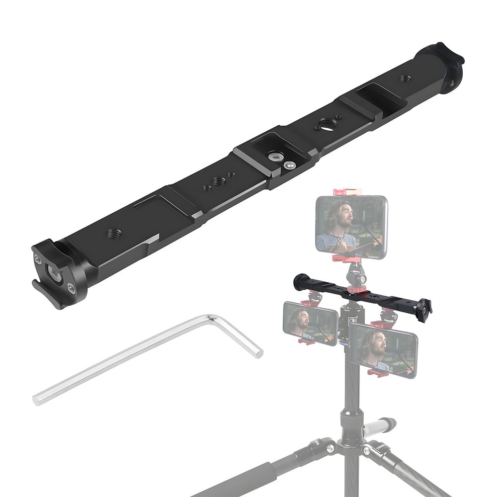 10.2" Cold Shoe Extension Bar, 360 Rotatable Extension Bracket Cold Shoe Mount Adapter, Camera Dual Mount Flash Bracket Compatible with Nikon Canon Sony Olympus DSLR Camera Camcorder DV