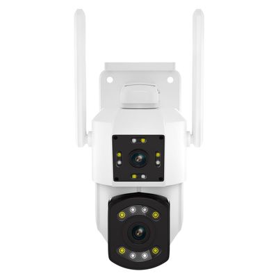 visiPower 3MP Outdoor Dual Lens Smart WiFi Surveillance Security IP Camera Dual Perspectives Motion Detection Alarm FullColor Pan 355/Tilt 90 Home Garage Garden Yard