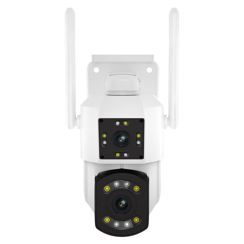 visiPower 3MP Outdoor Dual Lens Smart WiFi Surveillance Security IP Camera Dual Perspectives Motion Detection Alarm FullColor Pan 355/Tilt 90 Home Garage Garden Yard