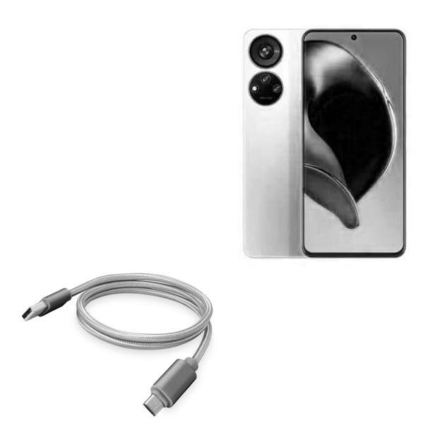 BoxWave Cable Compatible with ZTE Axon 40 SE - Micro USB DuraCable, Braided Micro USB Charging Cable - Space Grey